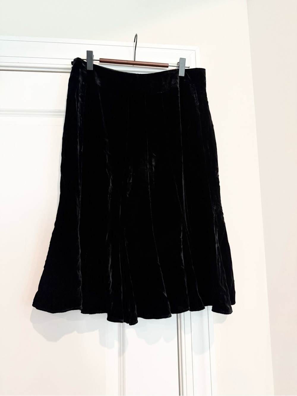 LOFT Black Velvet A-Line Skirt